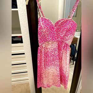 Parker mini dress pink/white, size L